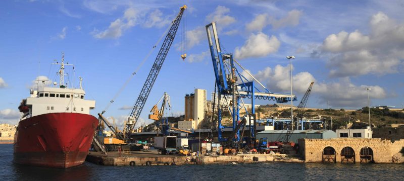Industrial Ship in the Grand Harbour of Valletta in MaltaIndustrial Ship in the Grand Harbour of Valletta in Malta